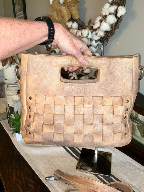 Bed Stu Orchid Leather Satchel Handbag Crossbody Bag Taupe Driftwood MSRP $280 - Picture 5 of 13